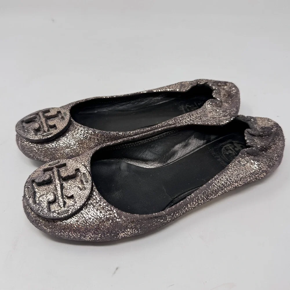 Tory Burch “Reva” Vintage Metallic Ballet Flats – Size 5